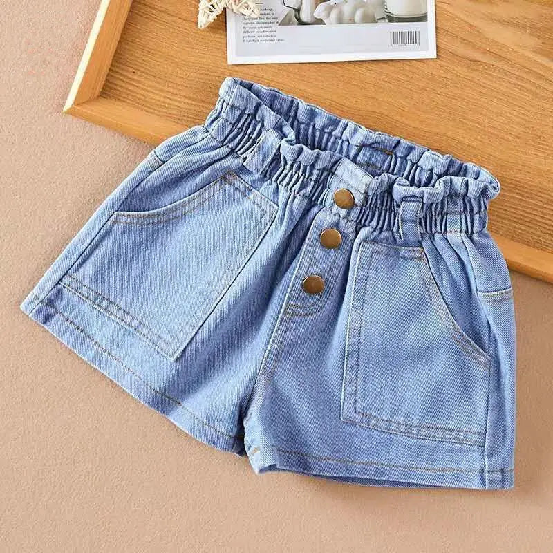 2024 New Summer Girls Cool Cute Denim Clothing Shorts Pants Jeans Clothes Children Girls Casual Short Trousers Infant Bottoms