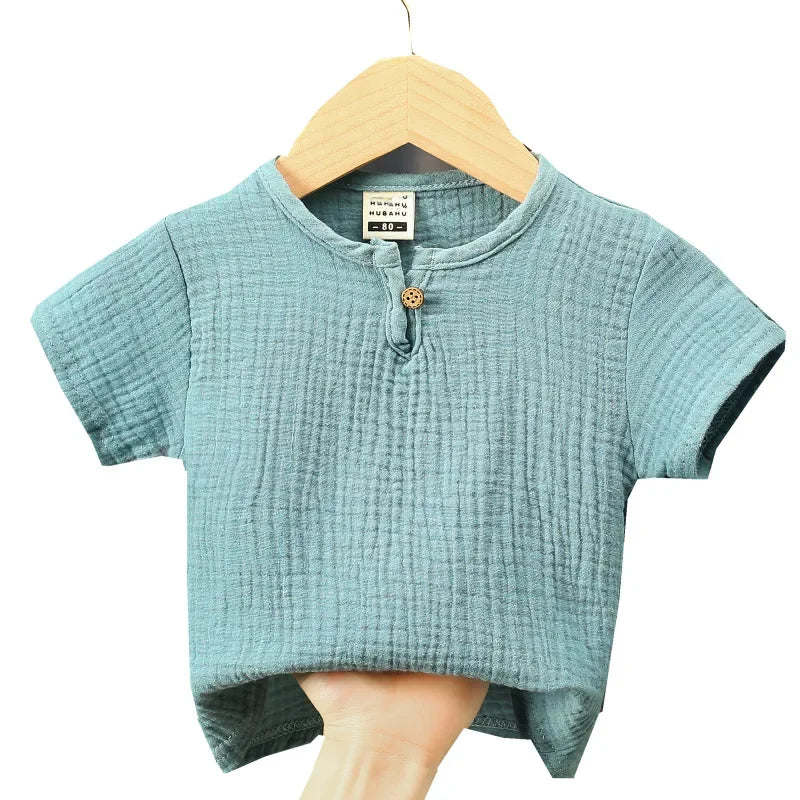 Baby Organic Cotton T-shitrs Newborn Toddlers Boys Tops Casual Spring Summer Cute Soft Muslin Clothes 0-6Years Soft T Shirt