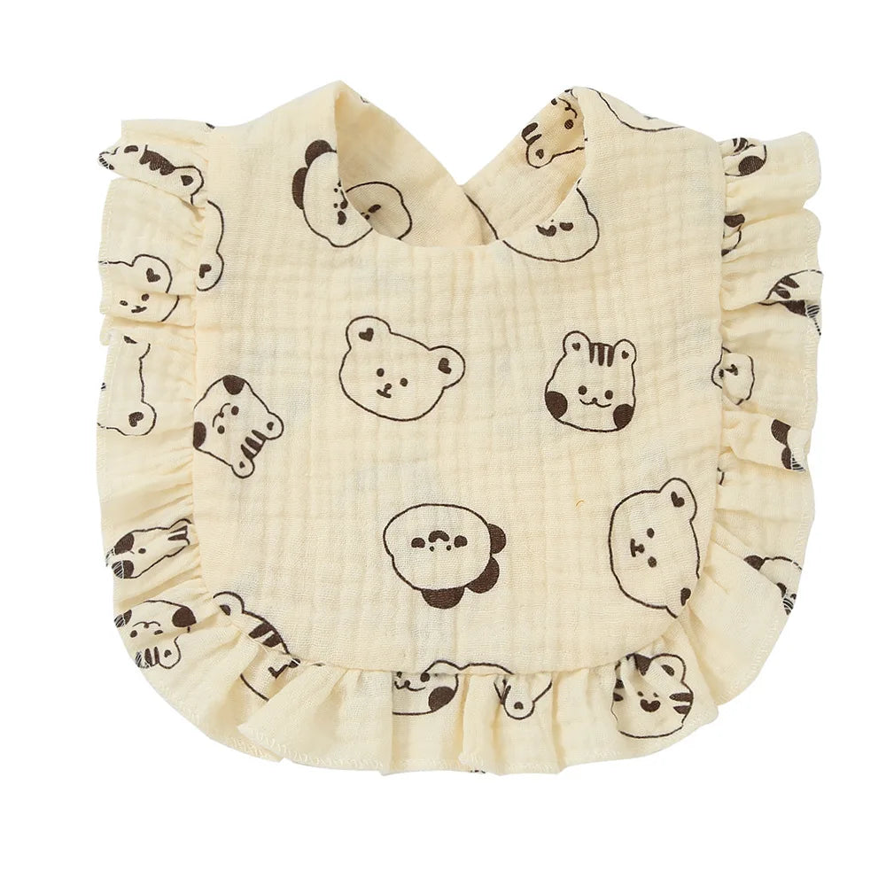 Korean Style Baby Feeding Drool Bib Ruffle Floral Infants Saliva Towel Cotton Gauze Burp Cloth For Newborn Toddler Kids Bibs New
