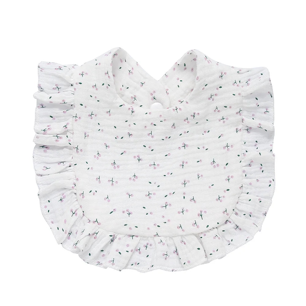 Korean Style Baby Feeding Drool Bib Ruffle Floral Infants Saliva Towel Cotton Gauze Burp Cloth For Newborn Toddler Kids Bibs New