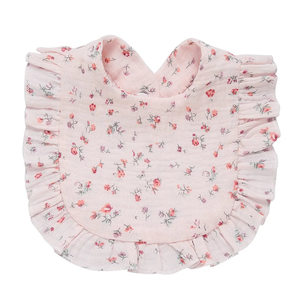 Korean Style Baby Feeding Drool Bib Ruffle Floral Infants Saliva Towel Cotton Gauze Burp Cloth For Newborn Toddler Kids Bibs New