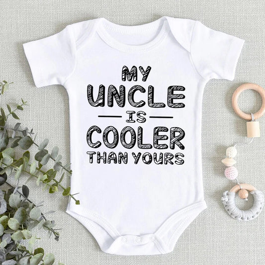 Newborn Baby Clothes "My Uncle Is Cooler Than Yours" Print Fashion Funny Short Sleeve Romper Cotton Infant Boy Girl Jumpsuits