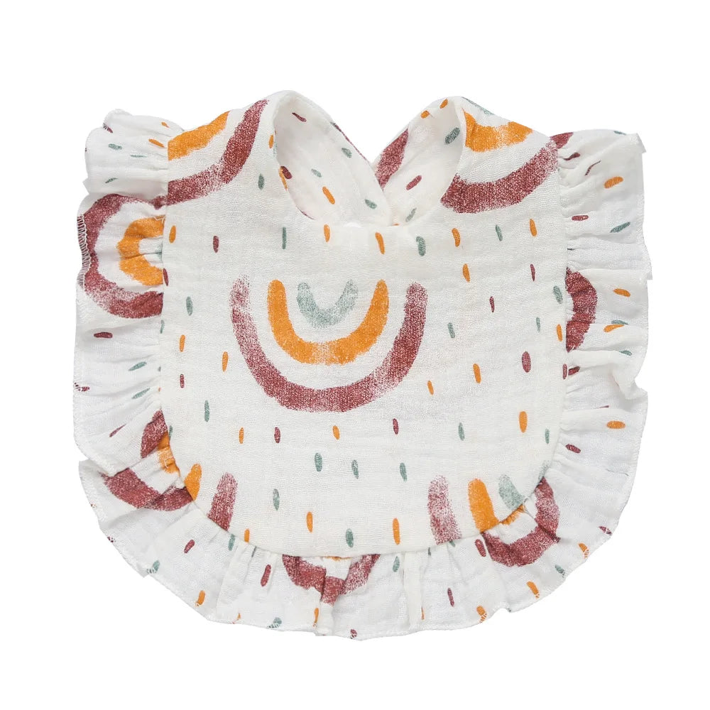 Korean Style Baby Feeding Drool Bib Ruffle Floral Infants Saliva Towel Cotton Gauze Burp Cloth For Newborn Toddler Kids Bibs New