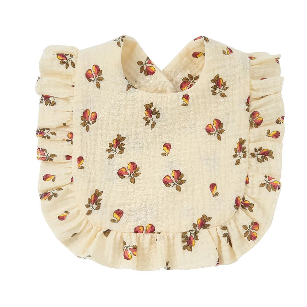Korean Style Baby Feeding Drool Bib Ruffle Floral Infants Saliva Towel Cotton Gauze Burp Cloth For Newborn Toddler Kids Bibs New