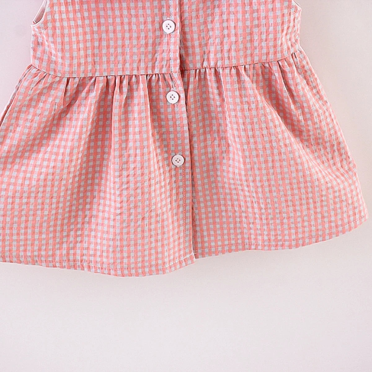 2PCS/SETSummer Girls' Dress New Foreign Trade Sweet Love Embroidered Lapel Simple Plaid Tank Top Skirt Strap Bag