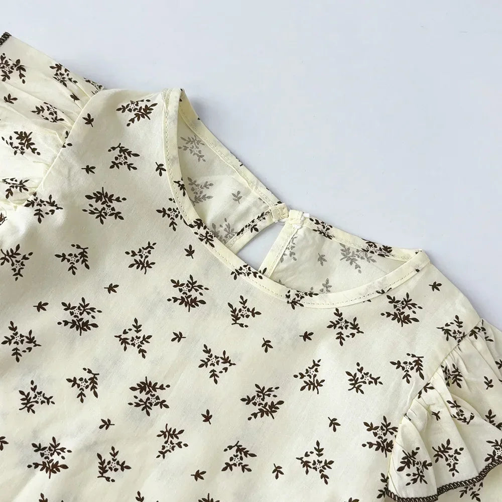 Kids Autumn Fashion Sweet Cute Clothes Long Sleeve Turn-down Collar Print Blouse Top 1 Pc 3-6 Years Girls Daily Casual Wear