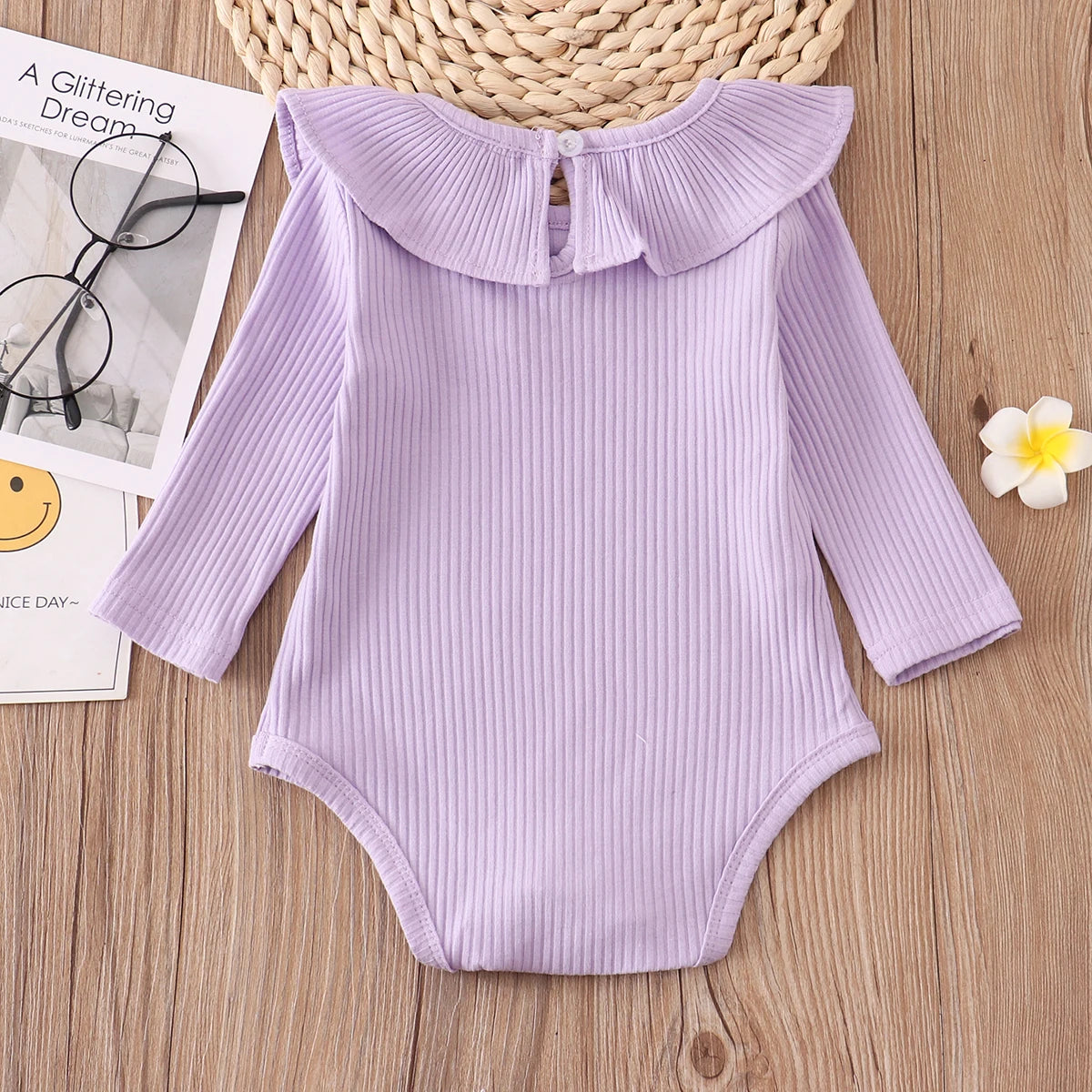 Candy ruffle onesie, newborn girl