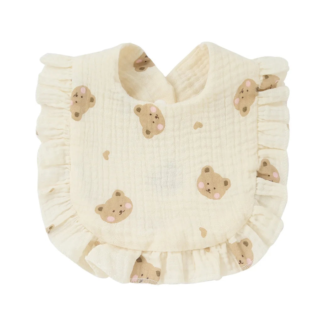 Korean Style Baby Feeding Drool Bib Ruffle Floral Infants Saliva Towel Cotton Gauze Burp Cloth For Newborn Toddler Kids Bibs New