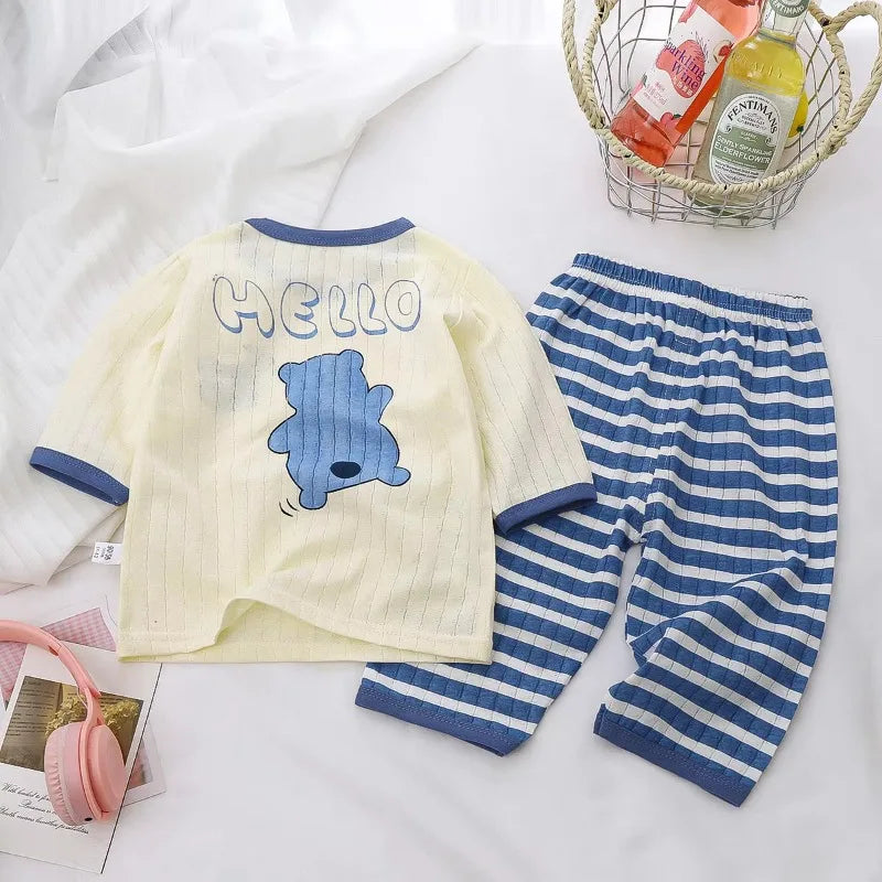 Long SleevePajama Sets Cotton  Toddler; Cartoon homewear