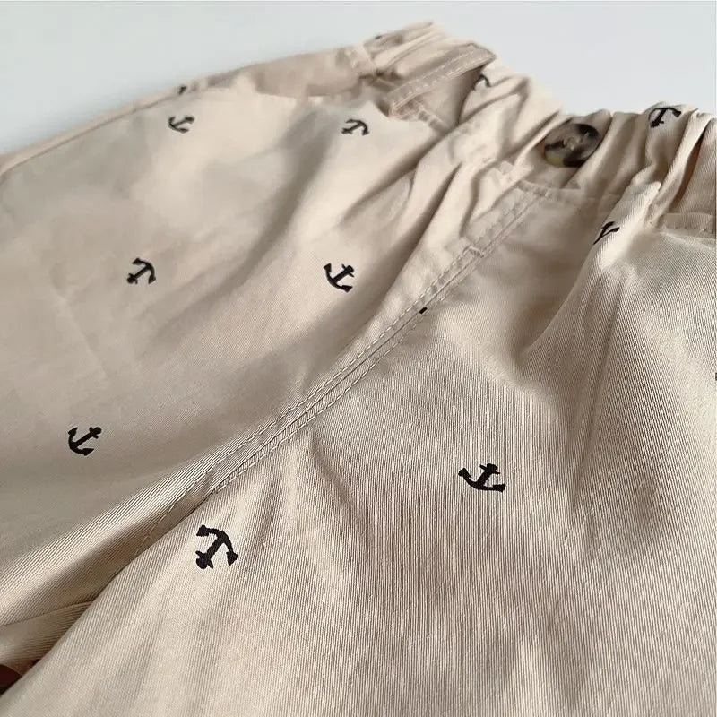 Infant Boys Summer Thin Polo Shirt Set Baby Boy Short Sleeved Cartoon Embroidered Shirt + Full Printed Casual Shorts 2pcs Set