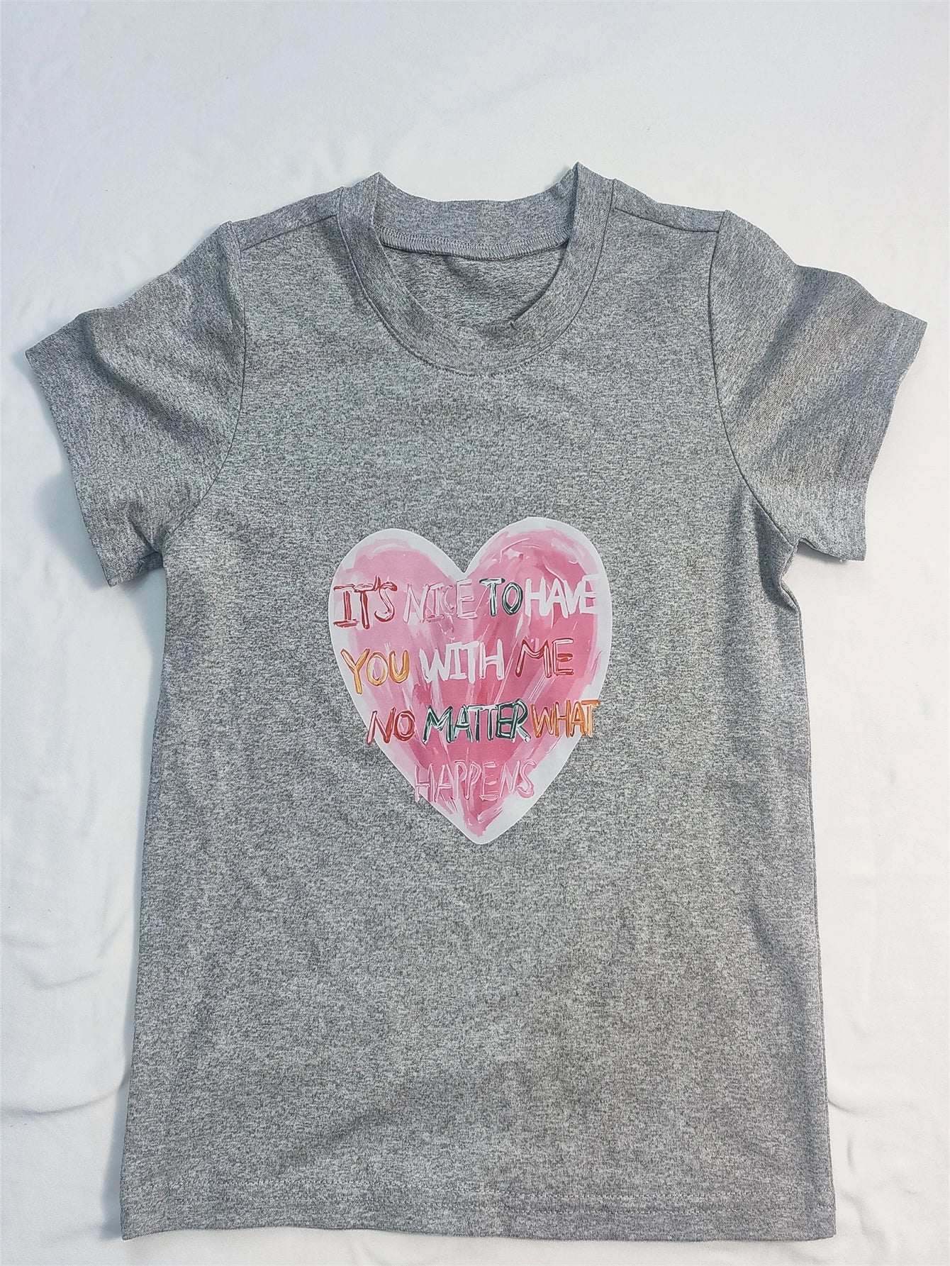 Summer New Short Sleeved T-Shirt With Hot Stamping Of Love Letters Cute And Versatile Round Neck Top
