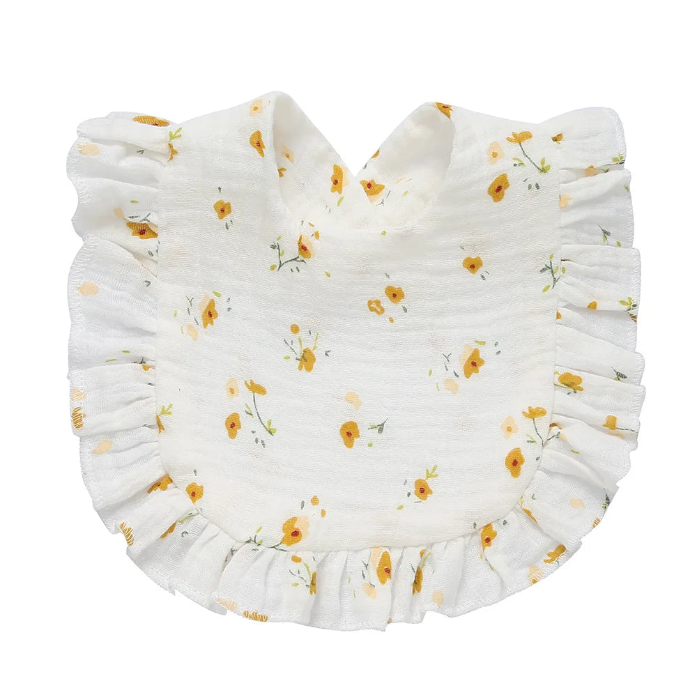 Korean Style Baby Feeding Drool Bib Ruffle Floral Infants Saliva Towel Cotton Gauze Burp Cloth For Newborn Toddler Kids Bibs New