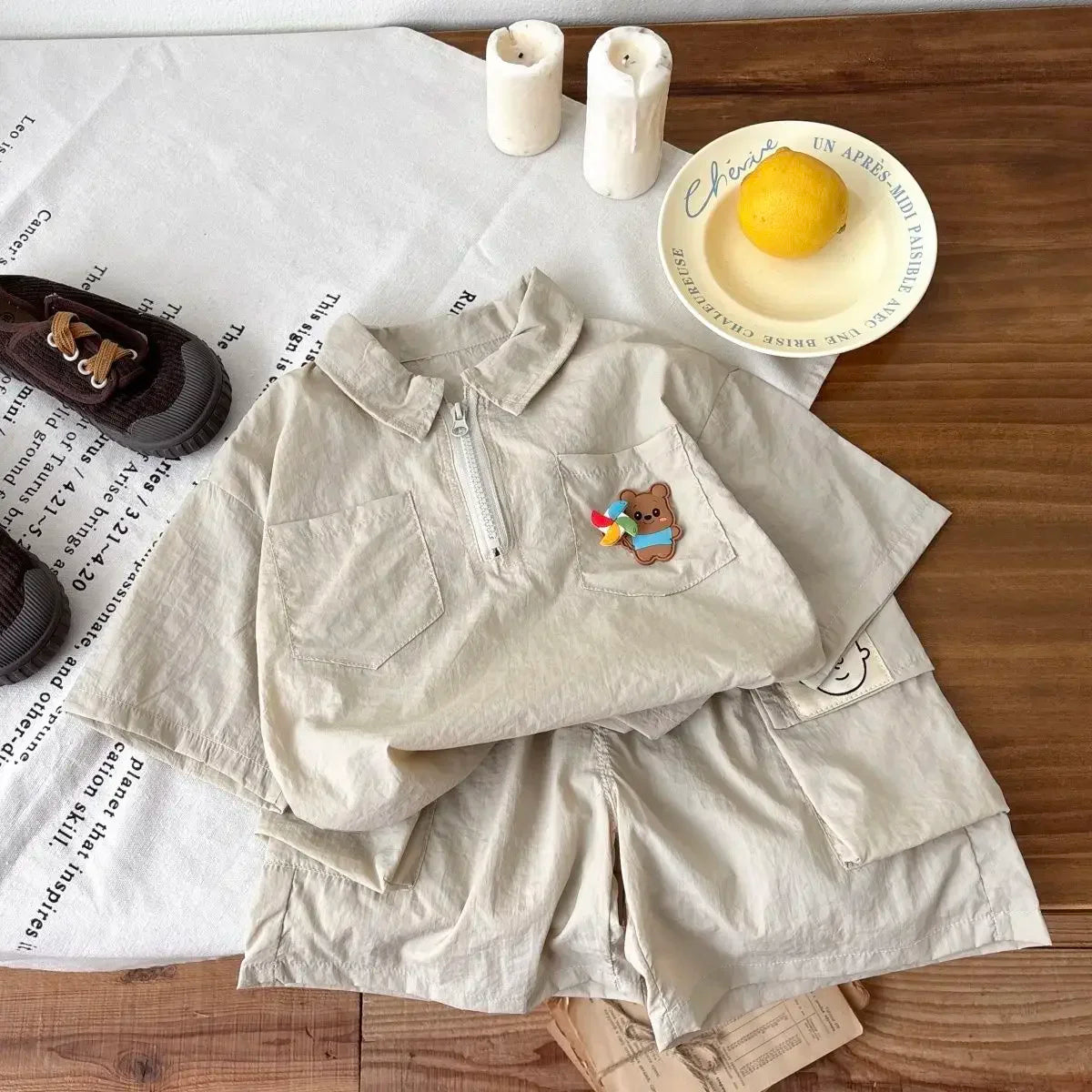 Korean Mother Kids Clothes Boys Girls Polo Shirt Shorts 2pcs Set Summer Cotton Short Sleeve Fashion Suit 1-6Y Children Clothing