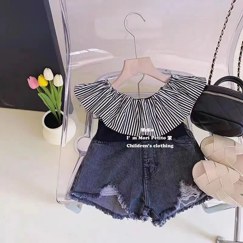 Summer Baby Girls Pants Washed Denim Ripped Shorts Hot Pants 2025 Summer New Fashion Children'S Clothing