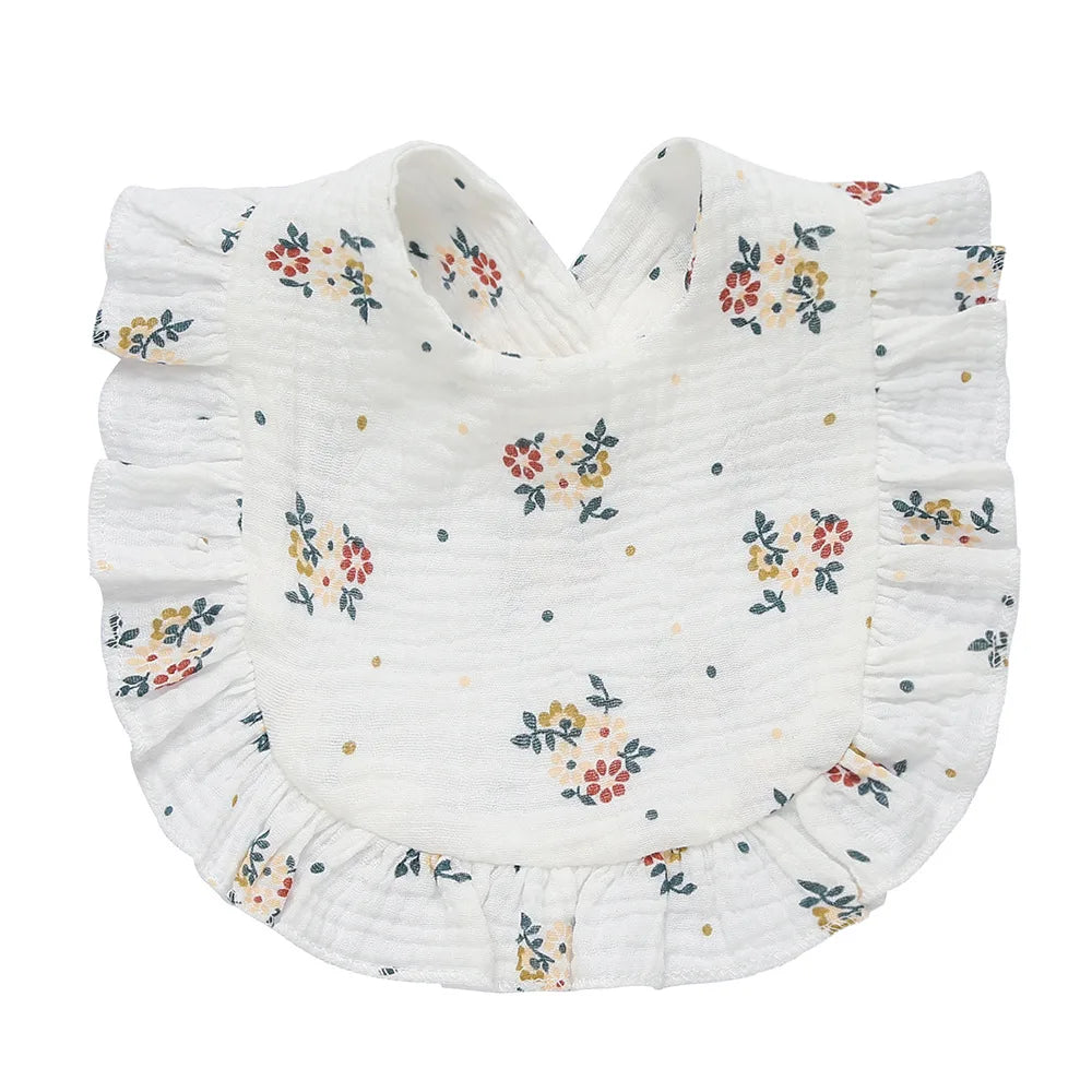 Korean Style Baby Feeding Drool Bib Ruffle Floral Infants Saliva Towel Cotton Gauze Burp Cloth For Newborn Toddler Kids Bibs New