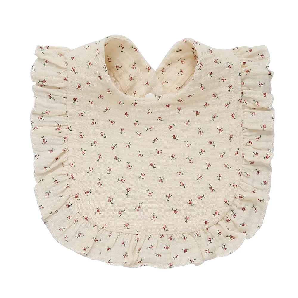Korean Style Baby Feeding Drool Bib Ruffle Floral Infants Saliva Towel Cotton Gauze Burp Cloth For Newborn Toddler Kids Bibs New
