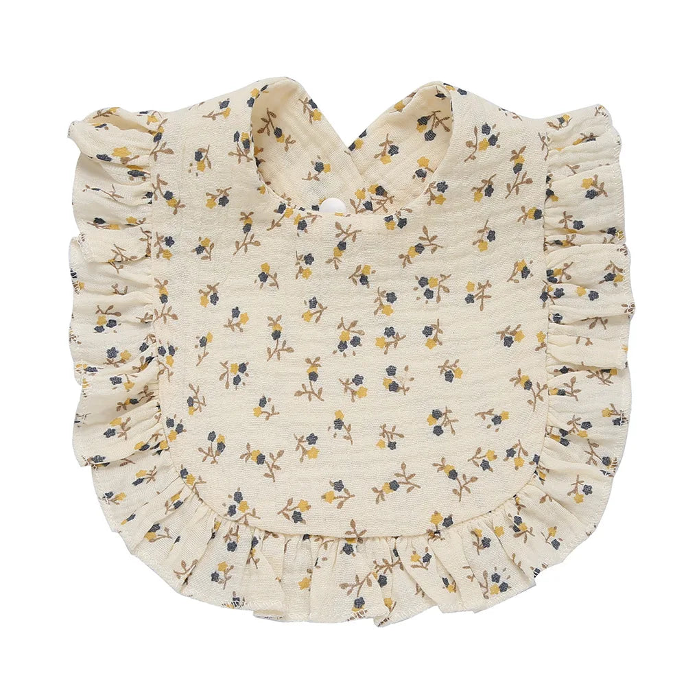 Korean Style Baby Feeding Drool Bib Ruffle Floral Infants Saliva Towel Cotton Gauze Burp Cloth For Newborn Toddler Kids Bibs New