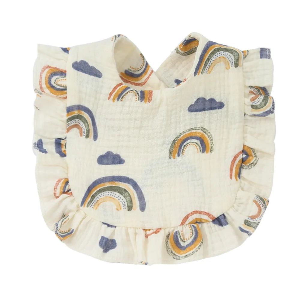 Korean Style Baby Feeding Drool Bib Ruffle Floral Infants Saliva Towel Cotton Gauze Burp Cloth For Newborn Toddler Kids Bibs New