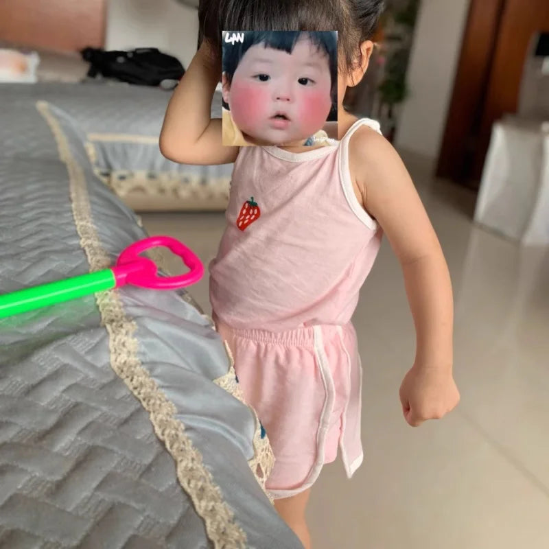 Summer Girls Camisole Shorts Suits Children's Leisure Wear Home Clothes Casual Baby Girl Vest Sets Clothing Kids Two Piece Set