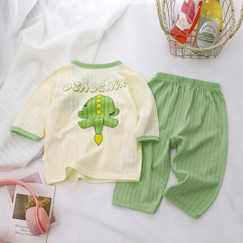 Long SleevePajama Sets Cotton  Toddler; Cartoon homewear