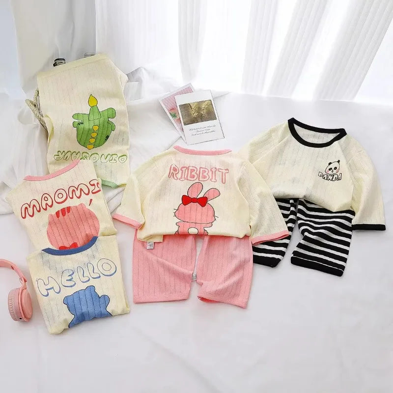 Long SleevePajama Sets Cotton  Toddler; Cartoon homewear