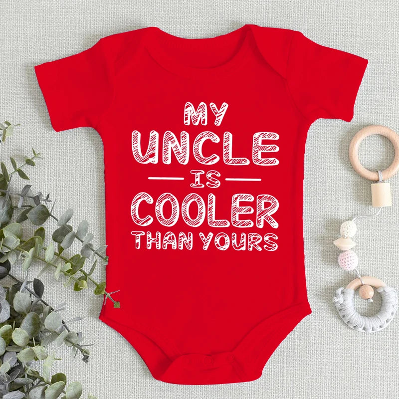 Newborn Baby Clothes "My Uncle Is Cooler Than Yours" Print Fashion Funny Short Sleeve Romper Cotton Infant Boy Girl Jumpsuits