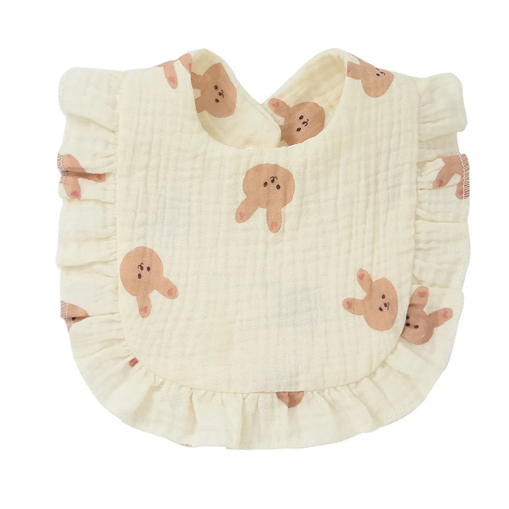Korean Style Baby Feeding Drool Bib Ruffle Floral Infants Saliva Towel Cotton Gauze Burp Cloth For Newborn Toddler Kids Bibs New