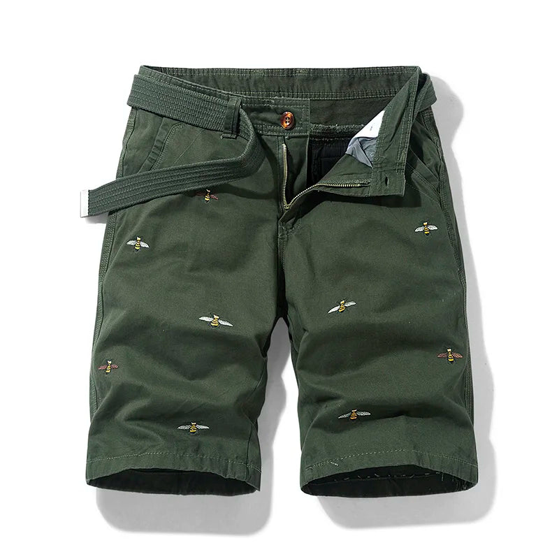 Summer men'sshorts loose straight leg pants casual solid color Japanese style over the knee sports pants multi pocket work pants