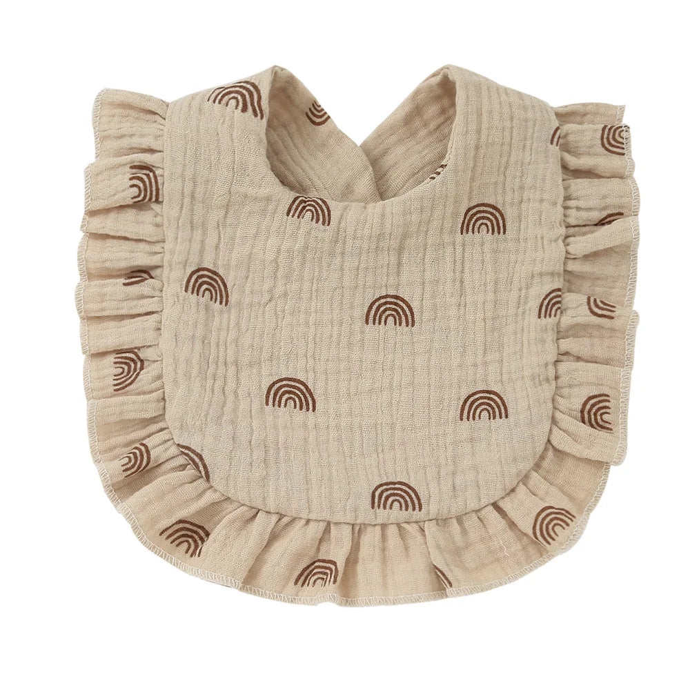 Korean Style Baby Feeding Drool Bib Ruffle Floral Infants Saliva Towel Cotton Gauze Burp Cloth For Newborn Toddler Kids Bibs New