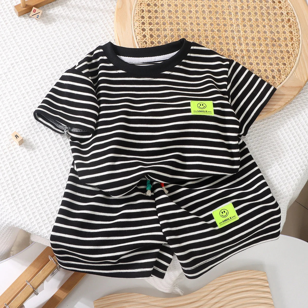 Summer Baby Girls Clothes Knit Stripe T-Shirts And Shorts 2 Pieces Set Children Casual Short Sleeve Top Bottom Outfit Tracksuits