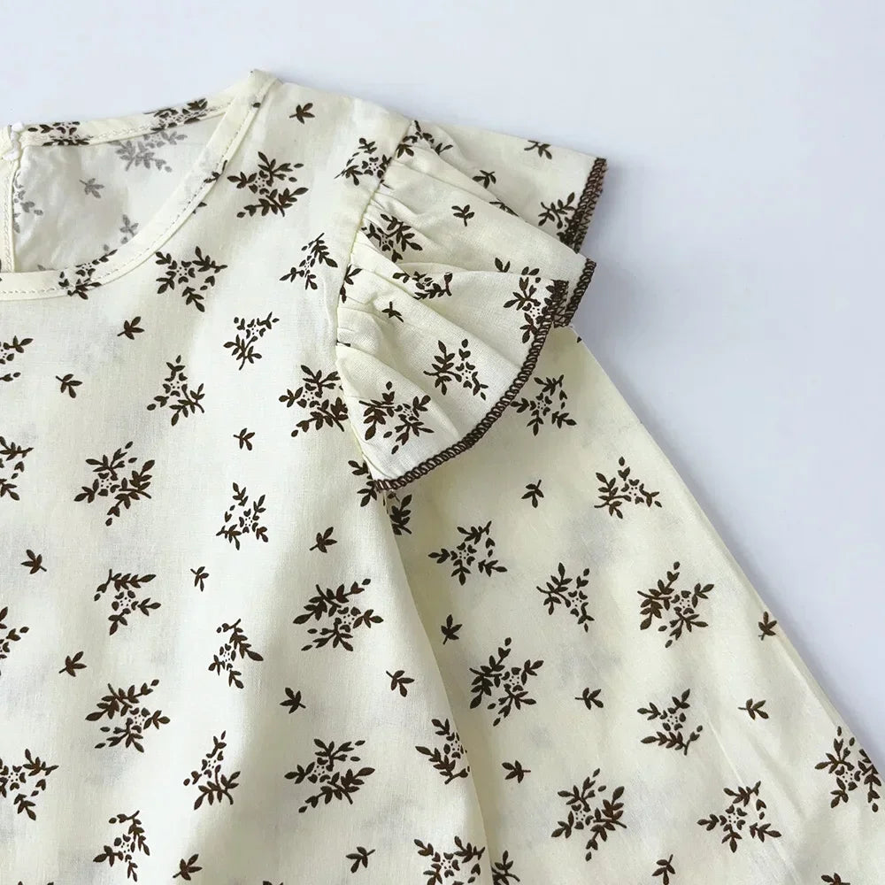 Kids Autumn Fashion Sweet Cute Clothes Long Sleeve Turn-down Collar Print Blouse Top 1 Pc 3-6 Years Girls Daily Casual Wear