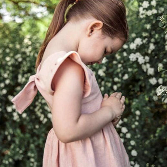 Summer Infant Girls Dress Flying sleeve Cotton Linen Newborn Baby Girls Princess Dress Kids Party Dresses