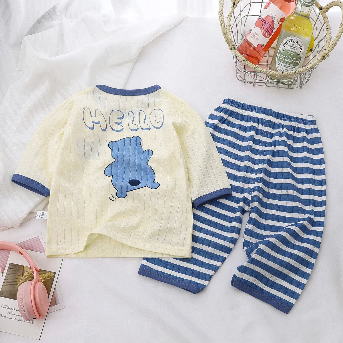 Long SleevePajama Sets Cotton  Toddler; Cartoon homewear