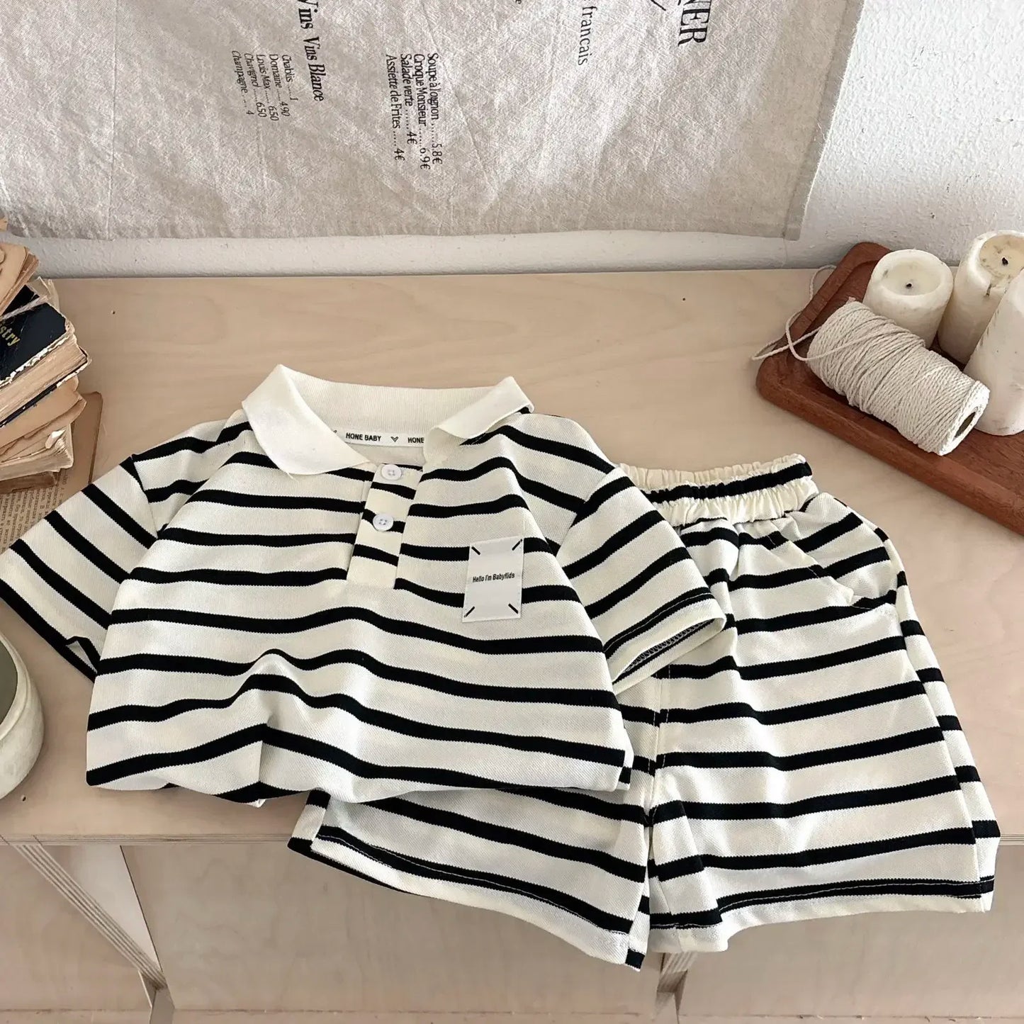Korean Mother Kids Clothes Boys Girls Polo Shirt Shorts 2pcs Set Summer Cotton Short Sleeve Fashion Suit 1-6Y Children Clothing