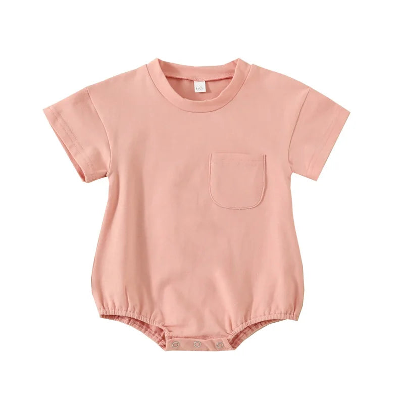 Short Sleeve Pocket Rompers Casual