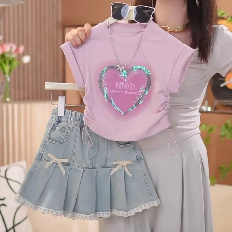 3-10 Years Girls Summer Clothes Set 2 Pcs Tops And Shorts Suit Trend Children Costume Casual Kids Outfits  Babys Clothing