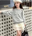 2024 New Baby Girls Summer Teenage Fashion Casual Sets, Love Pattern T-shirt + Sequined Skirts 3-9T