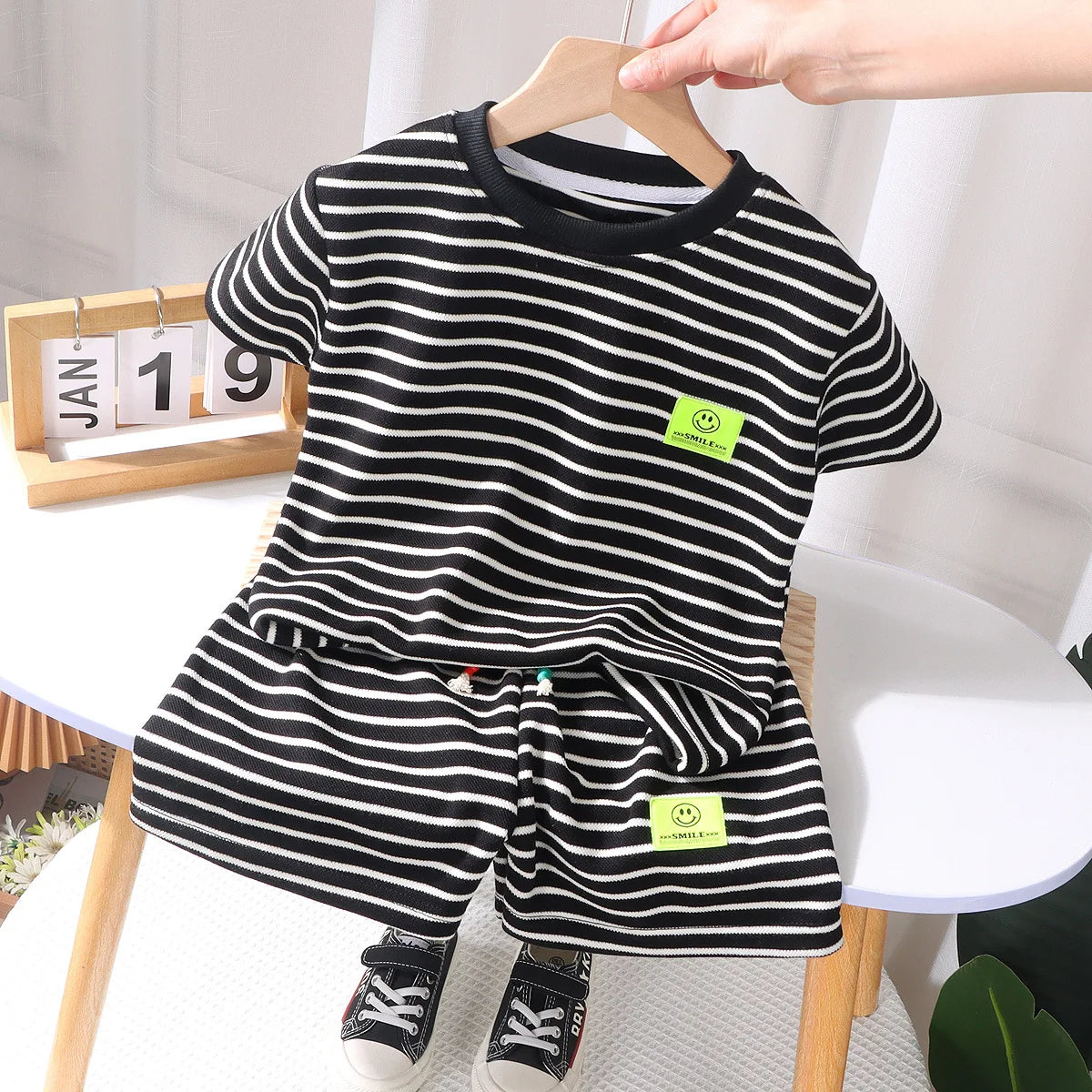 Summer Baby Girls Clothes Knit Stripe T-Shirts And Shorts 2 Pieces Set Children Casual Short Sleeve Top Bottom Outfit Tracksuits