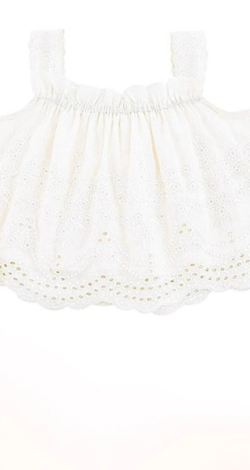 Korean Children's Clothing 2025 Summer New Item Embroidery Vest Wide Leg Pants Two-piece Set Girls' Top Pants Trend