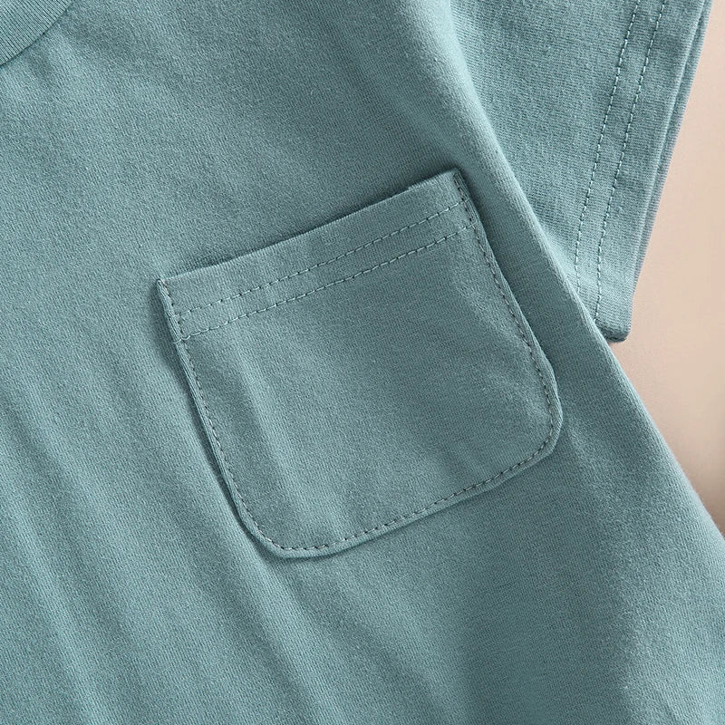 Short Sleeve Pocket Rompers Casual