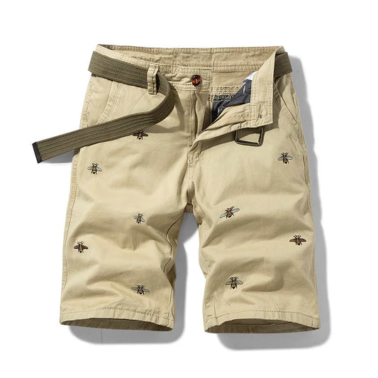 Summer men'sshorts loose straight leg pants casual solid color Japanese style over the knee sports pants multi pocket work pants