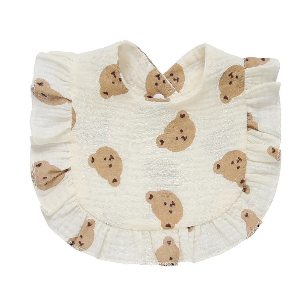 Korean Style Baby Feeding Drool Bib Ruffle Floral Infants Saliva Towel Cotton Gauze Burp Cloth For Newborn Toddler Kids Bibs New