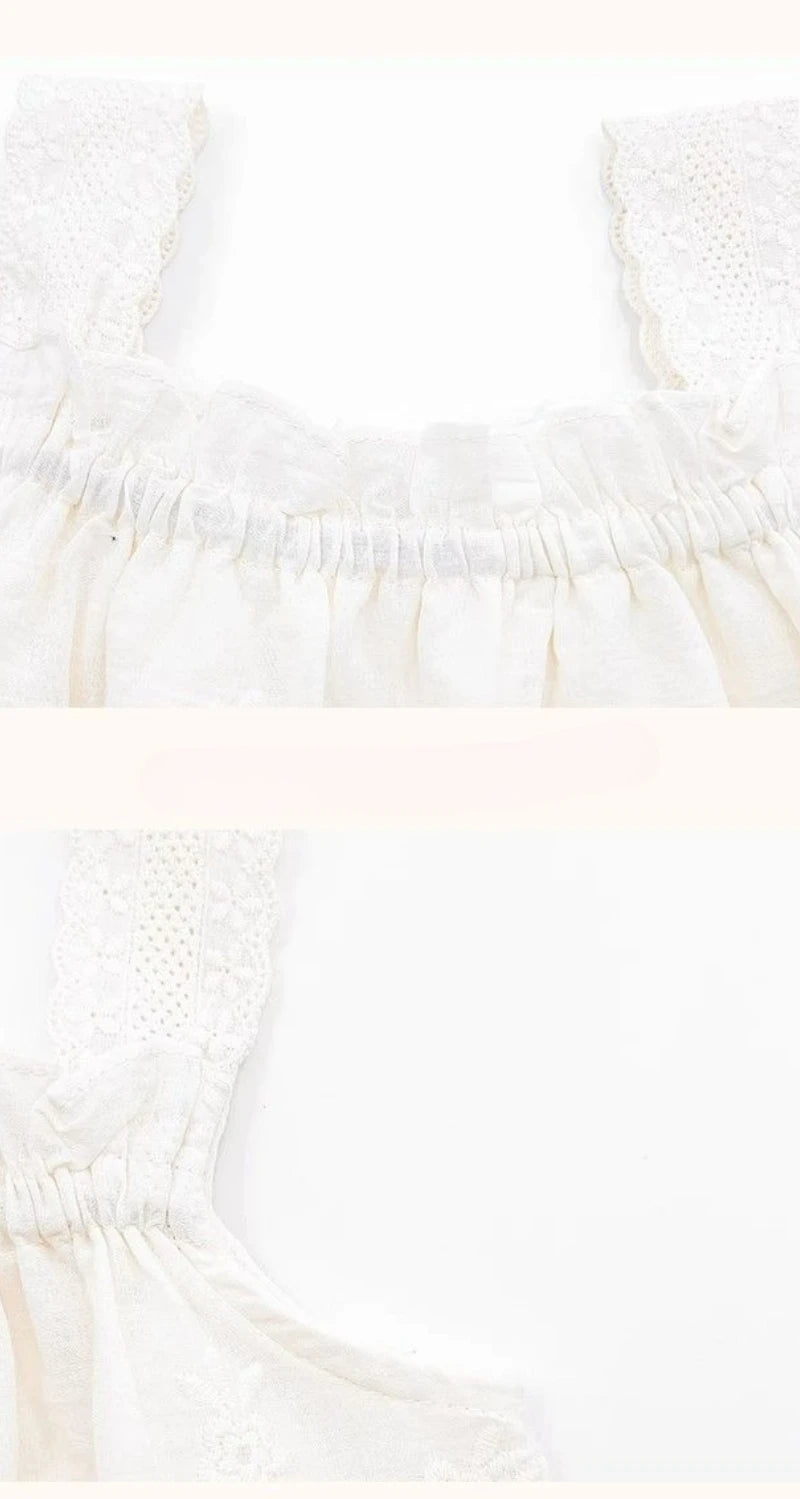 Korean Children's Clothing 2025 Summer New Item Embroidery Vest Wide Leg Pants Two-piece Set Girls' Top Pants Trend