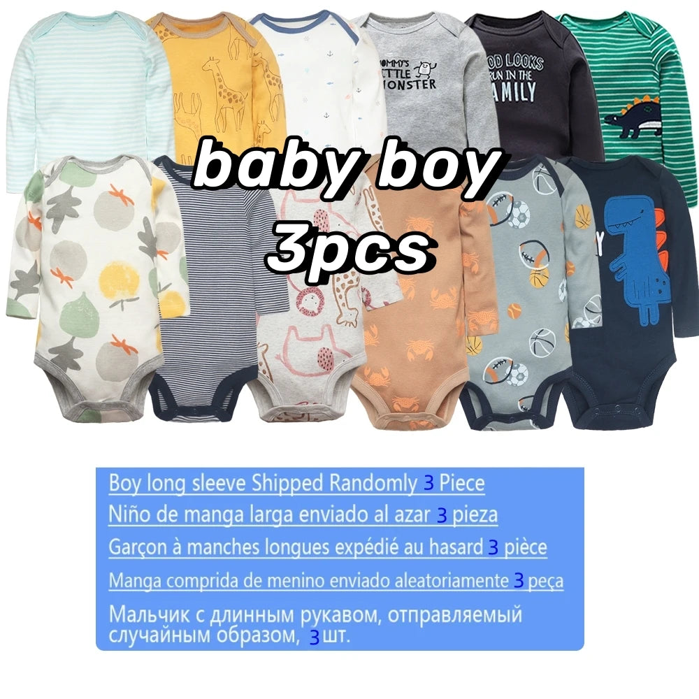 3/4/5PCS Baby Boys Girls Bodysuits Long Sleeve Stripe 100% Cotton Baby Clothes 0-24 Month Newborn Body Bebe Jumpsuit Clothing
