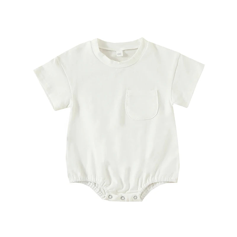 Short Sleeve Pocket Rompers Casual