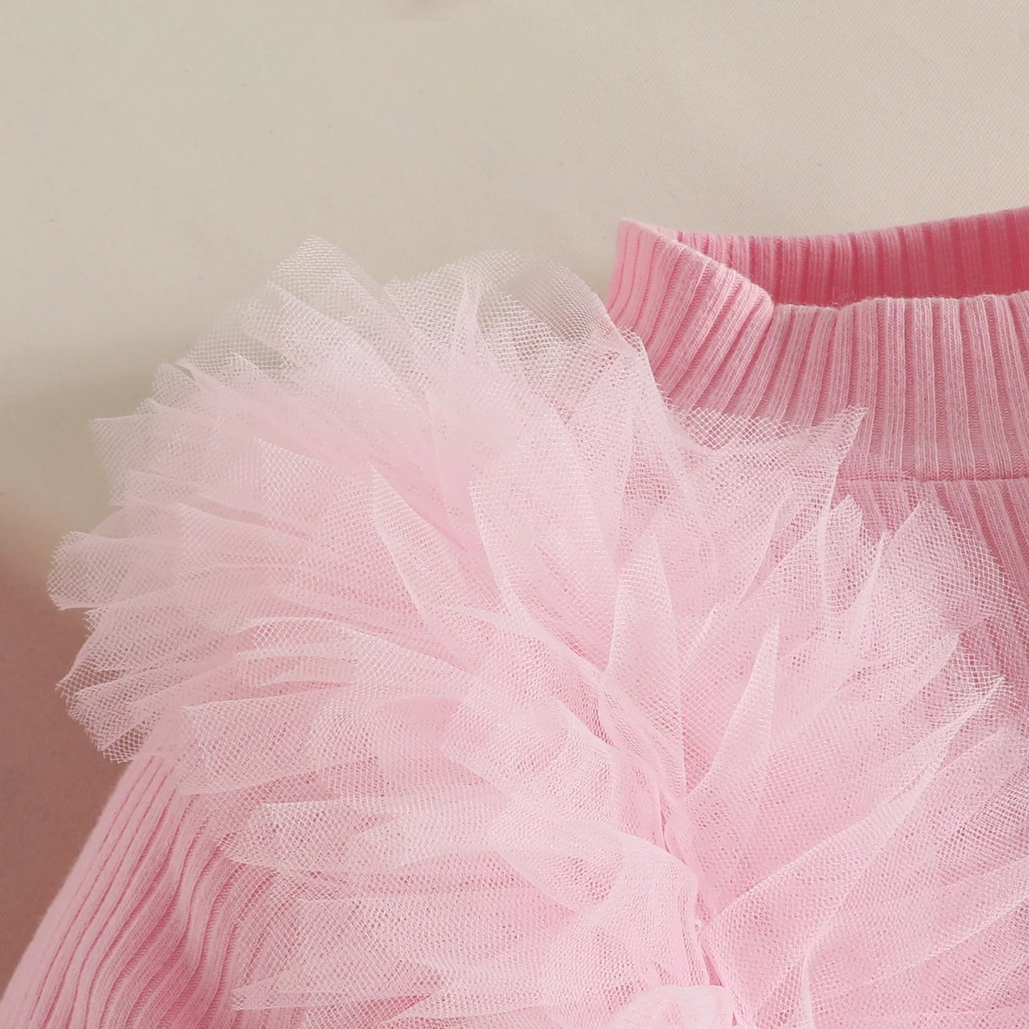 Tulle Trim 2Pcs Sets 0-3Y Baby Dresses Long Sleeve Top and Button Accent Skirt for Newborn Girls Party Outfit