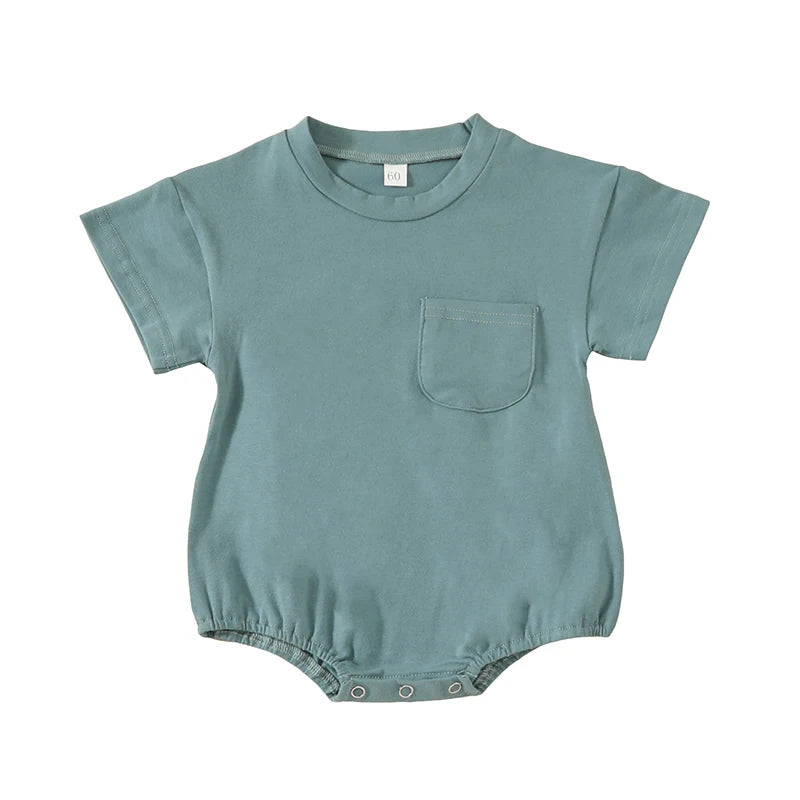 Short Sleeve Pocket Rompers Casual