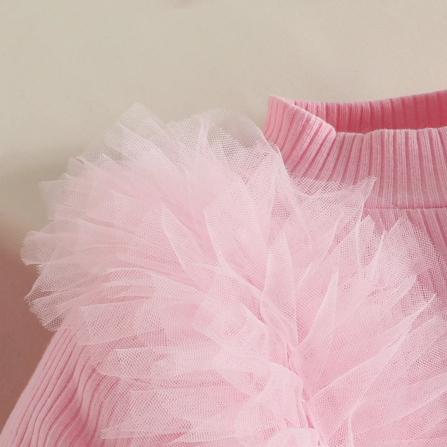 Tulle Trim 2Pcs Sets 0-3Y Baby Dresses Long Sleeve Top and Button Accent Skirt for Newborn Girls Party Outfit