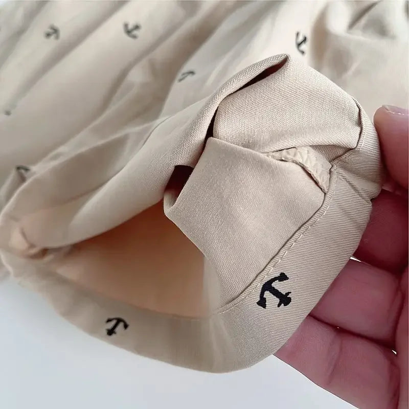 Infant Boys Summer Thin Polo Shirt Set Baby Boy Short Sleeved Cartoon Embroidered Shirt + Full Printed Casual Shorts 2pcs Set