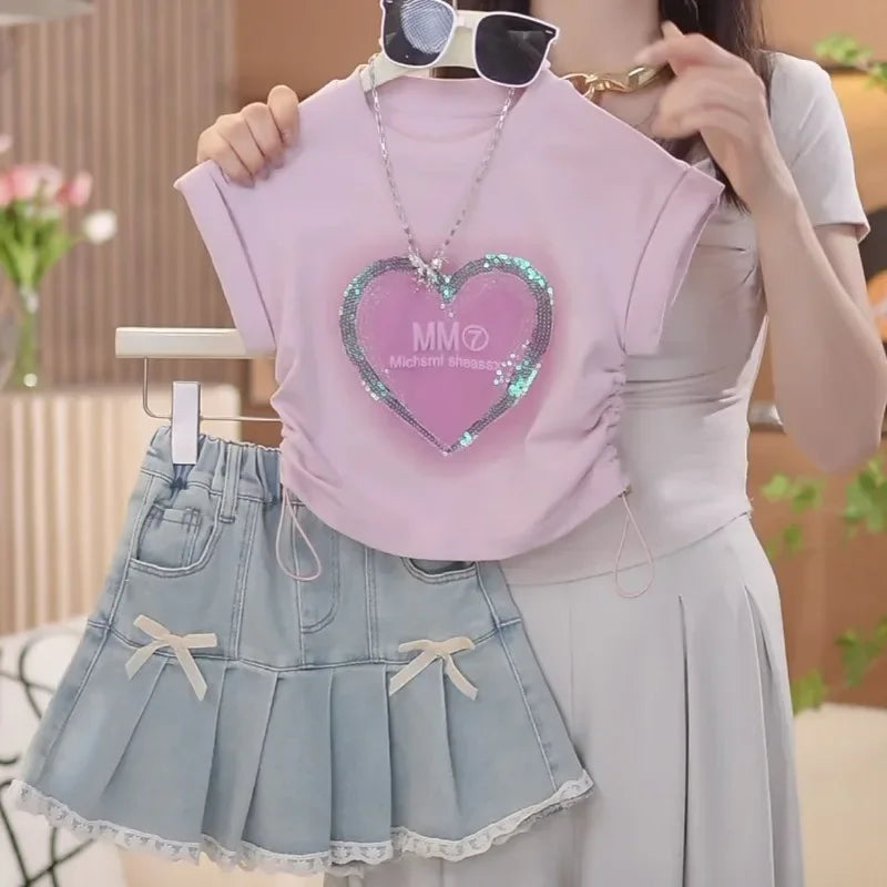 3-10 Years Girls Summer Clothes Set 2 Pcs Tops And Shorts Suit Trend Children Costume Casual Kids Outfits  Babys Clothing
